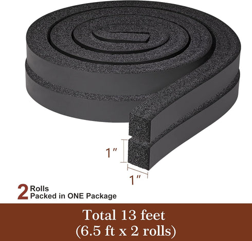 Yotache Window Air Conditioner Foam Insulation Strip, 2 Pcs 1 X 1 Inch Weather Seal Strip, 13 Feet Long