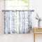 Treatmentex Blue Kitchen Tier Curtains, 24" Short White Leaf Print Café Curtains, 2 Panels