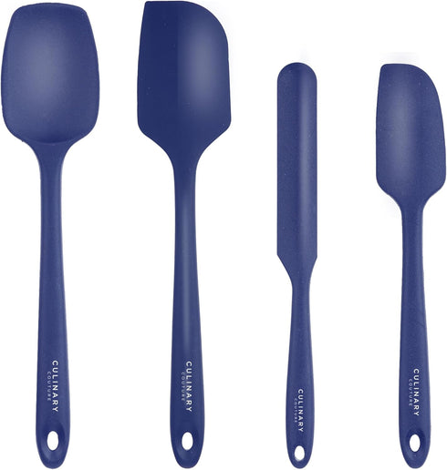 Culinary Couture 4-Piece Blue Baking Spatula Set - Silicone Heat Resistant Spatulas for Nonstick Cookware