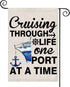 ZJXHPO Garden Flag Cruising Ship, Cruise Life Gift Banner, Cruising Through Life One Port at a Time Summer Decor