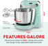 Dash Stand Mixer, 6 Speed Electric Mixer with 3 Quart Stainless Steel Mixing Bowl, Dough Hooks, Aqua