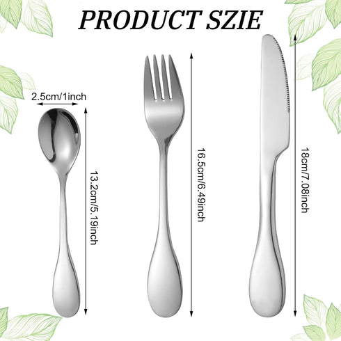 7 Pieces Eating Portion Control Flatware Weight Loss Portion Management Control Silverware Portion Control Serving Spoons Forks Knives Stainless Steel Bariatric Utensils with Fabric Storage Bag by Jutom