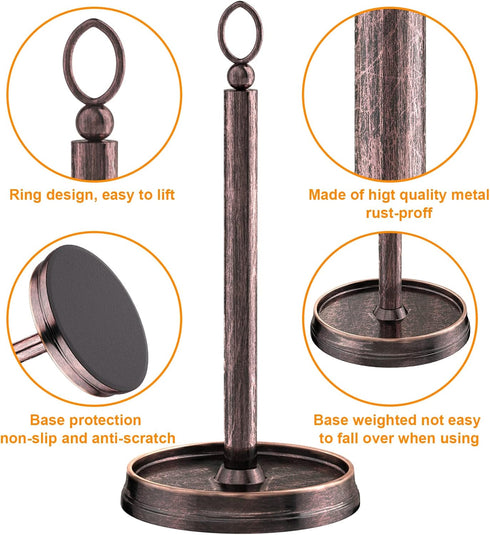 Heavy Weighted Base Steel Paper Towel Holder for Kitchen Countertops, Stand for Standard & Jumbo Rolls (Oil Rubbed