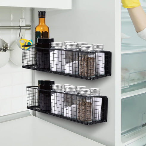 ONESIXEC 2 Pack Magnetic Basket for Fridge, Magnetic Spice Rack for Side of