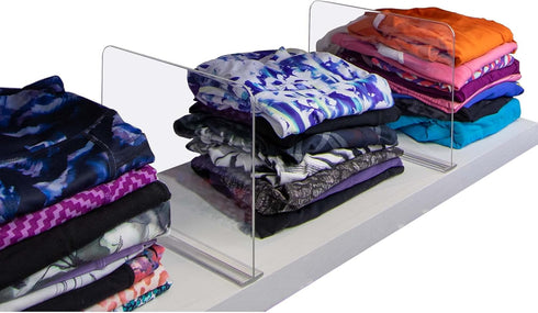 Bee Neat Closet Organization with Acrylic Clear Shelf Dividers - 2 Pack Shelf Separators for Clothes, Towels, and Books