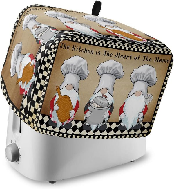 Toaster Dust Cover for Kitchen 4 Slice, The Chef Gnome Retro Black Buffalo Plaid Bread Maker Covers, Washable Small