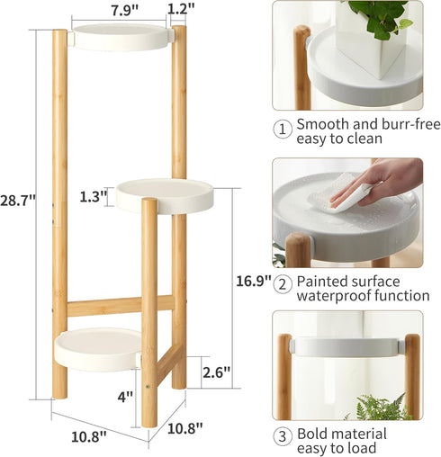 3 3 FILWH Plant Stand Indoor Outdoor Plant Rack Tier Potted Flower Holder Ladder Plant Stands for Balcony Window Living