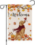 Welcome Fall Garden Flag 12 x 18 Inch Double Sided Burlap Golden Retriever Dog Cardinal Yard Flags Thanksgiving