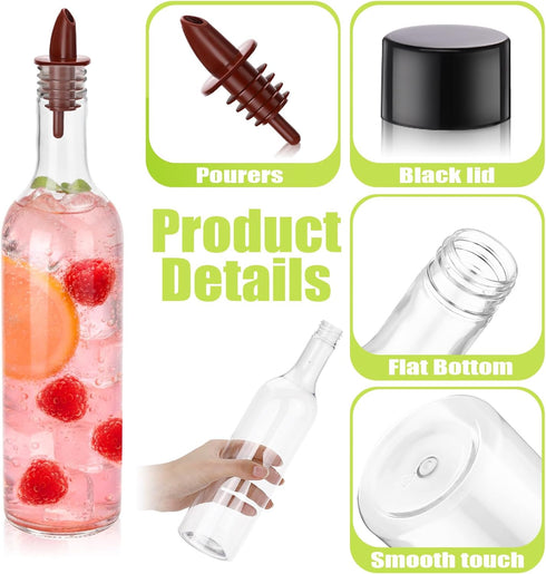 24 25 oz 24 Yinder Pcs Long Neck Plastic Bottles with Pourer Empty Clear Wine Liquor Bottles Pour with Pourers for Home