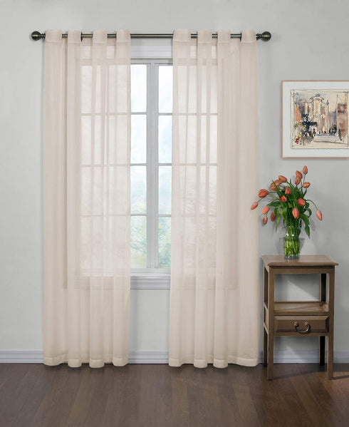 Odor Neutralizing Sheer Voile Grommet Window Curtain, 1 Panel, 59 in x 95 in, Ivory