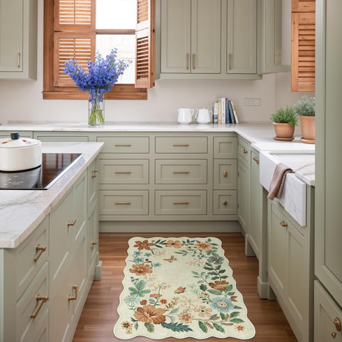 Lahome Floral Small Rug, 2X3 Kitchen Non Slip Washable Rug, Ultra-Thin Soft Rug for Indoor Entrance, Stain Resistant
