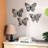 Pelopy 4 Pcs Butterfly Metal Wall Decor, Boho Iron Hanging Wall Art, Flower Wall Art for Bedroom Living Room, Black