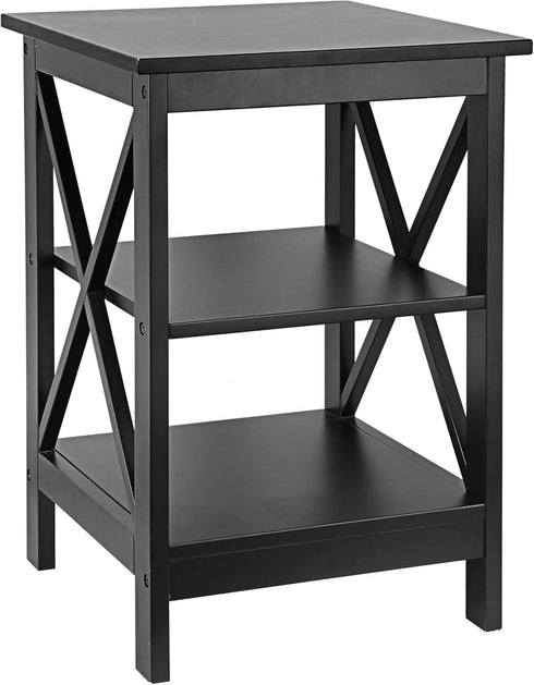 Nouva 3 16 16 Inch Square Side Table with Storage Tier Small End Table x Wooden X-Design Table Nightstand for Living