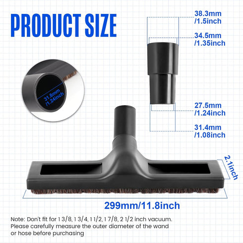 VOULLY 12" 1 1/4 inch(32mm) Attachments,360 Universal Vacuum Cleaner Floor Brush Attachments for Shark Vacuum Brush