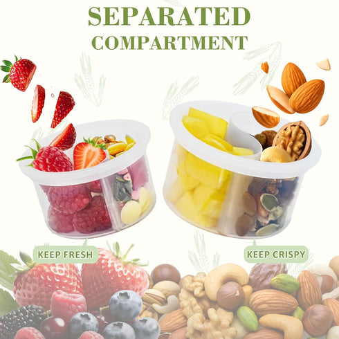 Miuyhji 2-Pack 16 oz Overnight Oats Containers with Lids, Glass Mason Jars with Lids, Folding Spoons and Separated