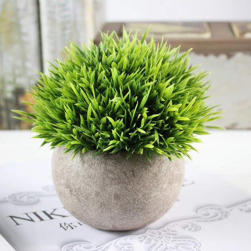 Ogrmar 4PCS Mini Plastic Artificial Plants in Pot - Small Faux Greenery for Bathroom & House Decorations