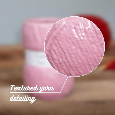 Boxer Gifts 'Knitting Keeps Me From Unraveling' Novelty Knitting Gift Mug, Light Pink with Realistic Yarn Detailing