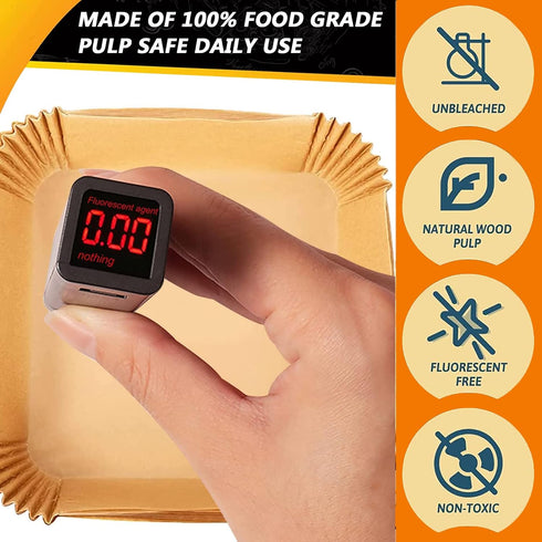 Air Fryer Disposable Paper Liners Square, 7.9 Inch Air Fryer Parchment Paper Liner 100 PCS, Non-Stick Air Fryer Paper Pads Oil Resistant, Food Grade Baking Paper for Roasting Microwave by ZOWVAAM