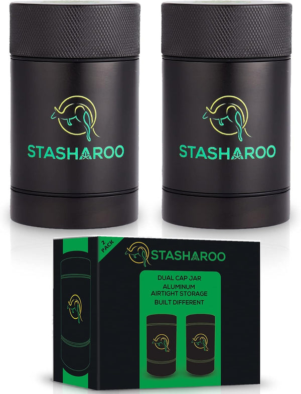 Pack of 2 Double Lid Portable Storage Jar, 180 ml Aluminum Airtight Container for Freshness, Waterproof