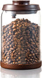 Glass Coffee Jar for Coffee Bar, 900 ml Pop Top Airtight Container with CO2 Valve, 30 Oz Coffee Storage Canister, Brown