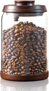 Glass Coffee Jar for Coffee Bar, 900 ml Pop Top Airtight Container with CO2 Valve, 30 Oz Coffee Storage Canister, Brown