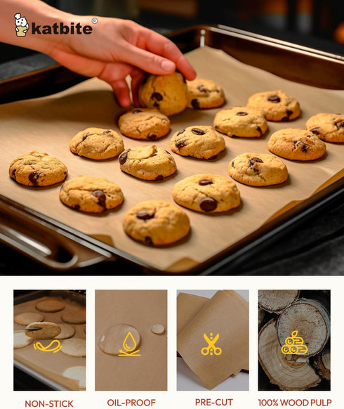 Katbite Unbleached Parchment Paper Baking Sheets, 120Pcs 12x16 Inch Heavy Duty Non-stick for Baking