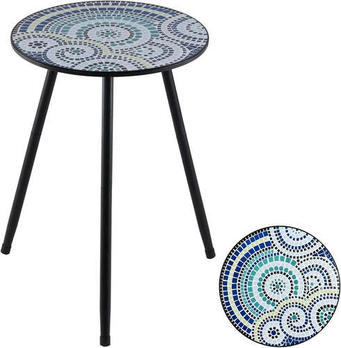 1 Pack Metal Outdoor Side Table Small Outside Round End Table for