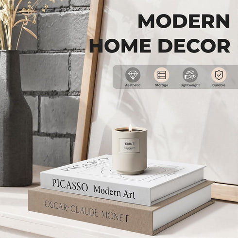 2Pcs (2Pcs-Tan) Decorative Books for Home Decor- Linen Decorative Boxes for Aesthetic Room Decoration, Modern Fake Book