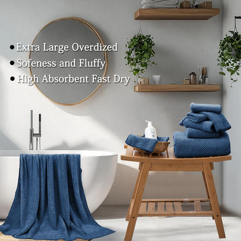 8-Piece Set,2 Sheet,2 4 600 Set,Highly Navy Bath Towels Oversized Large Bath Towels Hand Towels and Washcloths - GSM