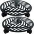 2 Packs 12" Large Metal Plant Caddy with PU Wheels Heavy-Duty Wrought Iron Rolling Plant Stands Indoor Outdoor Wheeled