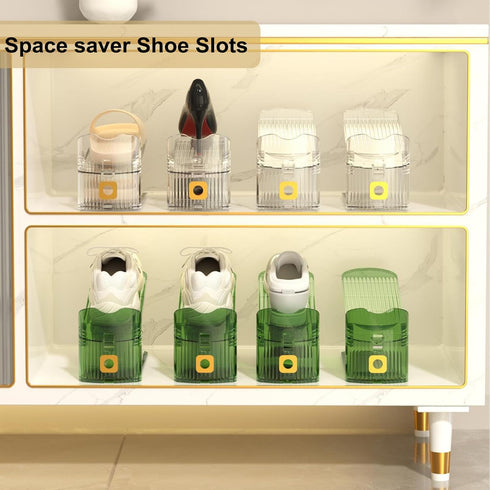 6Pack Closet Closet 6Pack) Shoe Slot Organizers Clear Shoe Stacker Organizer for Shoe Holder Space Saver Rack Storage