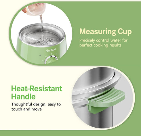 CACHOO 14-Egg 30-Min Hard Boiled Egg Cooker - Rapid Stainless Steel Egg Boiler with Timer & Auto Shut Off, Compact