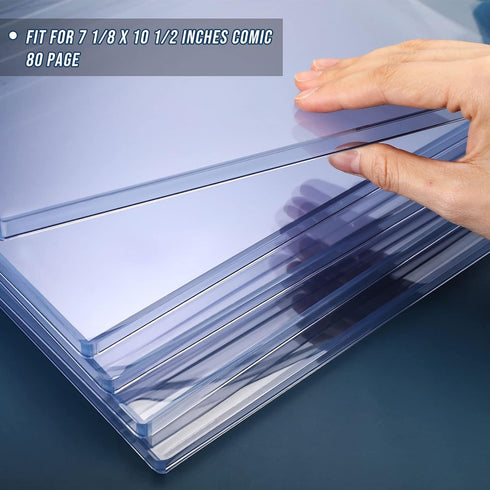 Comic Book Display Case Set, Include Comic Book Sleeves and Clear Plastic Easels, 7.6 x 10.7 Inch Magazine Protectors