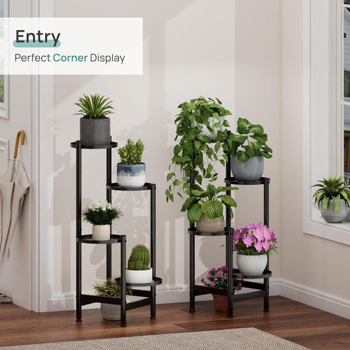 4-Tier viewcare Plant Stand, Heavy Duty Metal Planter Rack -Indoor/Outdoor Shelves - Display Multiple Flower Pots, Iron