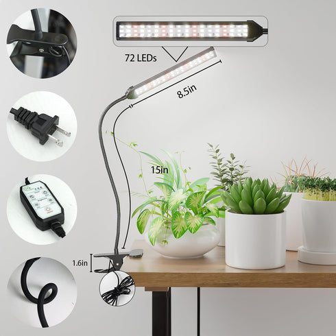 Growing,5000K Starting,Dimmable GooingTop Grow Light for Indoor Plants White Full Spectrum Gooseneck Plant Lamp