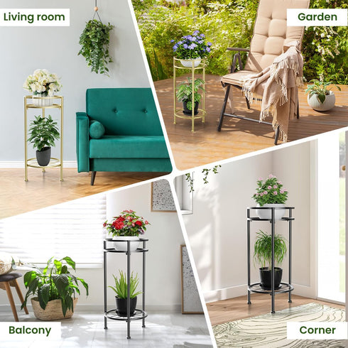 2 23.4" H HOMEXIN Plant Stand Indoor, Tier Metal Tall Plant Stands Multiple Plant Rack Holder, Heavy Duty Rustproof