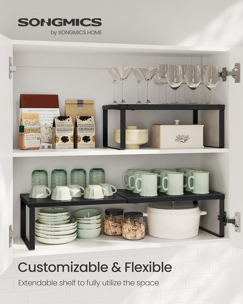 Countertop UKCS007B01 SONGMICS Spice Rack, Expandable Kitchen Shelf, Small Cupboard Organizer, Metal, Space-Saving