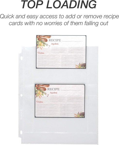 Samsill Recipe Card Page Protectors (50 Count) for 8.5 x 11 Recipe Binders