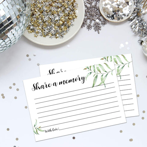 Giftideaworkshop 50 Greenery Share A Memory Cards for Celebration of Life, Birthday, Anniversary, Memorial, Funeral,