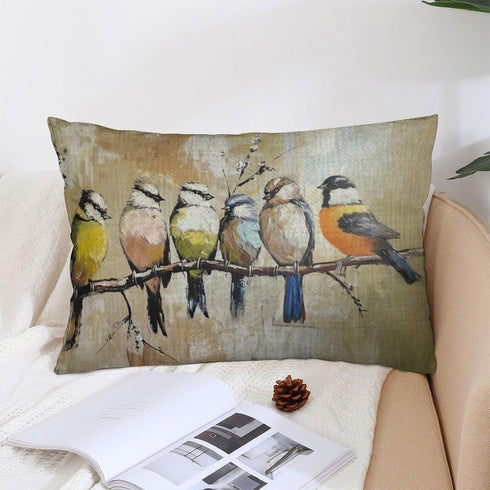 ITFRO Set of 2 Hand-Painted Oil Painting Rustic Forest Wildlife Birds Tree Branches Cotton Linen Throw Pillow Case