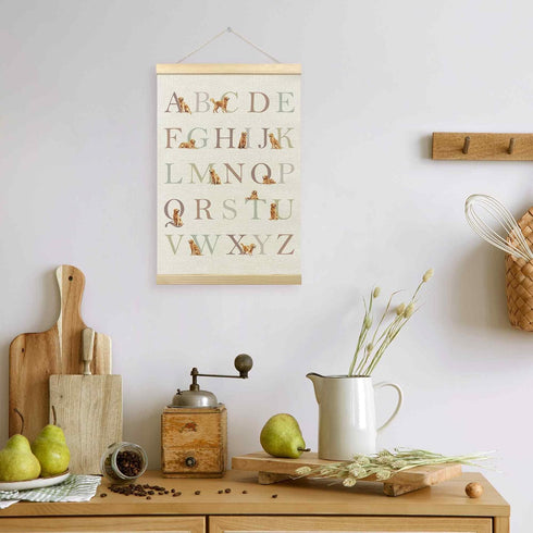 TLESKE 16x24 Golden Retriever Alphabet ABC Chart Poster Hanger Frame, Homeschool Preschool Hanging Wall Art Decor