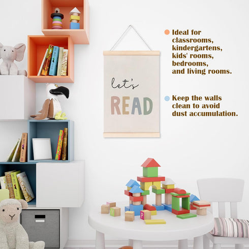 Set 4, 12x16in laveliabel Alphabet Numbers Poster Hanger Frame of Alphabet ABC Banner Poster with Wood Hanger, Nursery