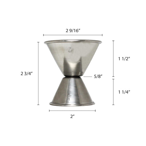 Excellante Stainless Steel Jigger, 1 and 2 Ounce