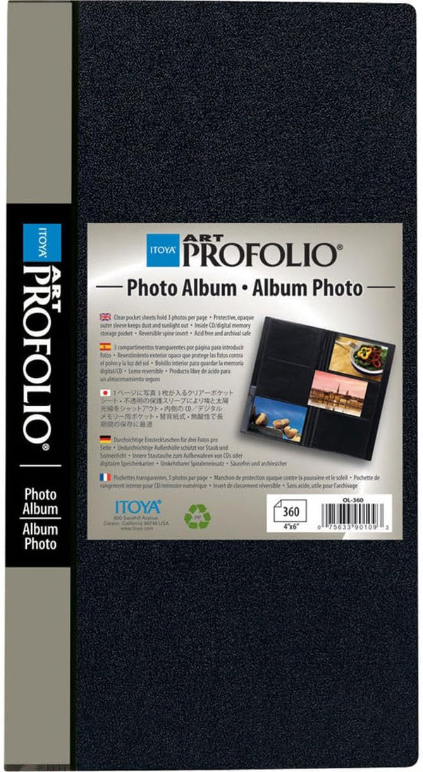 Itoya Art Portfolio Photo Album, Clear Pocket Sheets Hold 3 Photos Per Page (360 4 Inch x 6 Inch)