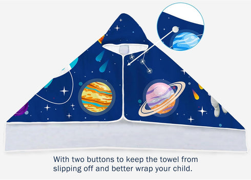 30" 50 Bonsai Tree Spaceman Hooded Beach Towel for Kids, Cute Space Man Bath Towel with Hood, Boy Microfiber Super