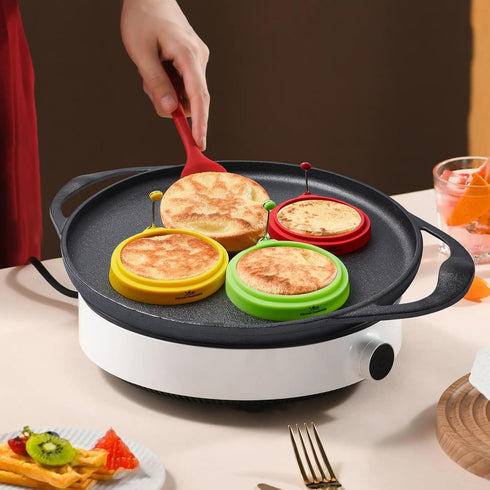 Kitchen Essentials Mcmuffin (4-Pack) Silicone Egg Rings, Premium Nonstick Multicolored Cooking Ring Molds for Eggs