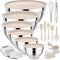 E-far 25PCS Mixing Bowls with Lid Set, Stainless Steel Nesting Prep Bowls with Grater Attachments for Cooking, Food