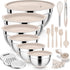 E-far 25PCS Mixing Bowls with Lid Set, Stainless Steel Nesting Prep Bowls with Grater Attachments for Cooking, Food