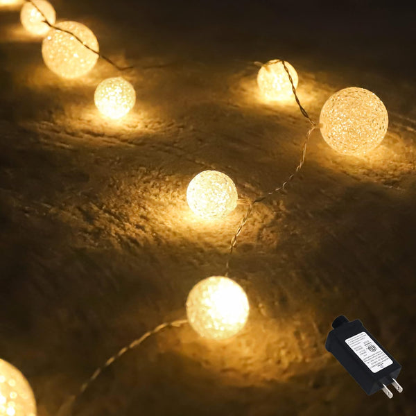 myCozyLite LED Globe String Lights Plug in Blinking Lights 20 Warm White Lights