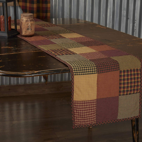 VHC Brands Heritage Farms Cotton Quilted Runner, 13x72, Red